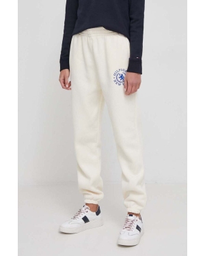 Tommy Hilfiger spodnie dresowe kolor beżowy z aplikacją