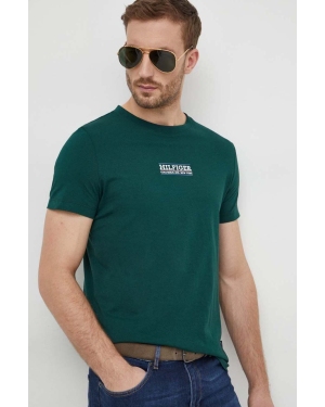 Tommy Hilfiger t-shirt bawełniany męski kolor zielony z nadrukiem