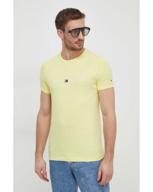 Tommy Hilfiger t-shirt bawełniany męski kolor żółty z aplikacją