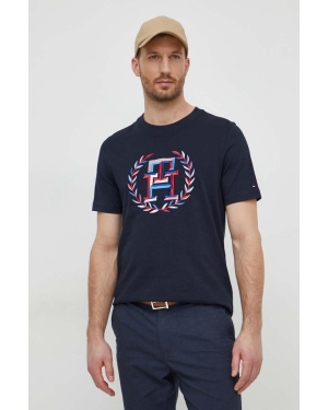 Tommy Hilfiger t-shirt bawełniany męski kolor granatowy z aplikacją