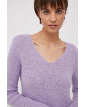 United Colors of Benetton sweter z domieszką wełny damski kolor fioletowy lekki