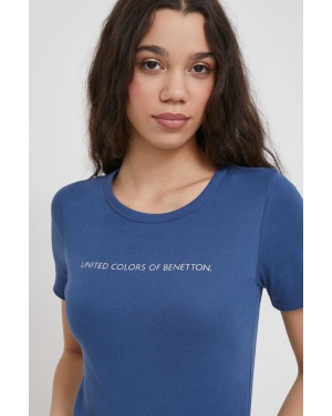United Colors of Benetton t-shirt bawełniany damski kolor niebieski