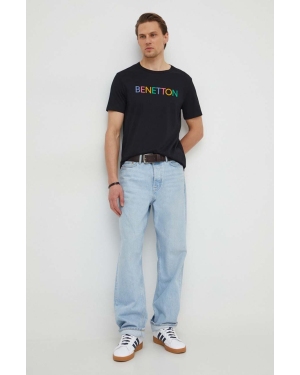 United Colors of Benetton t-shirt bawełniany męski kolor czarny z nadrukiem