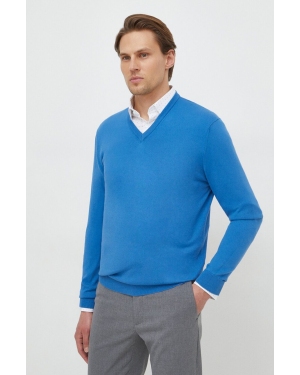 United Colors of Benetton sweter bawełniany kolor niebieski lekki
