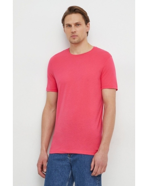 United Colors of Benetton t-shirt bawełniany męski kolor różowy gładki