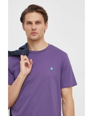 United Colors of Benetton t-shirt bawełniany męski kolor fioletowy gładki