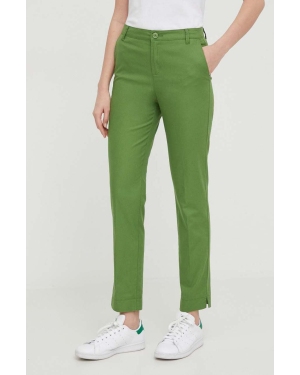 United Colors of Benetton spodnie damskie kolor zielony dopasowane high waist