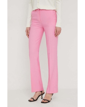 United Colors of Benetton spodnie damskie kolor różowy proste high waist