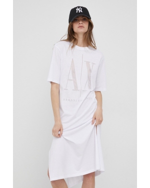 Armani Exchange sukienka 8NYAHX.YJ8XZ.NOS kolor biały midi prosta