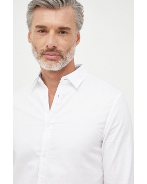 Armani Exchange koszula bawełniana męska kolor biały slim z kołnierzykiem klasycznym