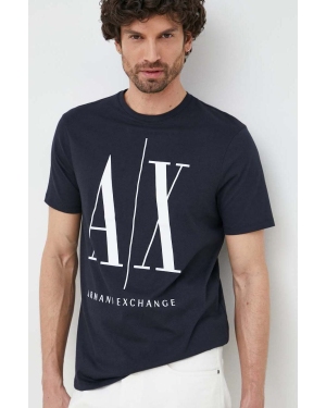 Armani Exchange t-shirt bawełniany kolor granatowy z nadrukiem
