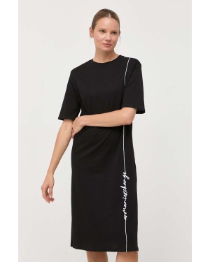 Armani Exchange sukienka bawełniana kolor czarny midi prosta