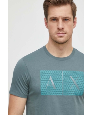 Armani Exchange t-shirt bawełniany męski kolor zielony z nadrukiem