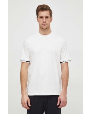 Armani Exchange t-shirt bawełniany męski kolor beżowy gładki