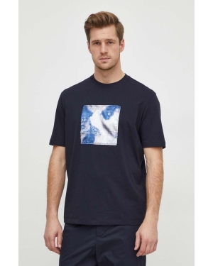 Armani Exchange t-shirt bawełniany męski kolor granatowy z aplikacją