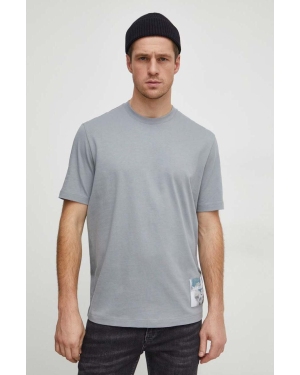 Armani Exchange t-shirt bawełniany męski kolor szary z aplikacją