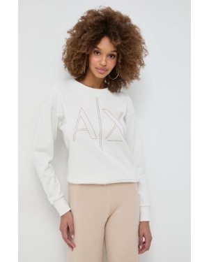 Armani Exchange bluza damska kolor beżowy z nadrukiem