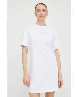 Armani Exchange sukienka bawełniana kolor biały mini oversize