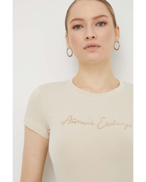 Armani Exchange t-shirt damski kolor beżowy