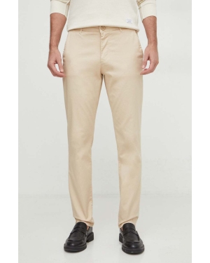 Armani Exchange spodnie męskie kolor beżowy w fasonie chinos