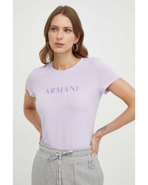 Armani Exchange t-shirt damski kolor fioletowy