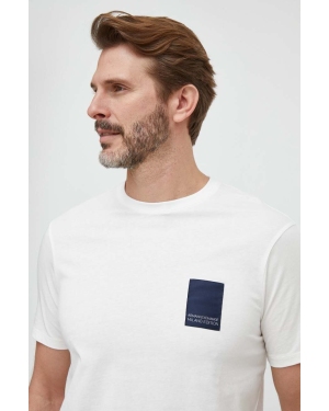 Armani Exchange t-shirt bawełniany męski kolor beżowy z aplikacją