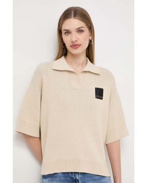 Armani Exchange sweter damski kolor beżowy lekki