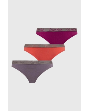 Calvin Klein Underwear stringi 3-pack kolor fioletowy