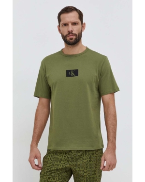 Calvin Klein Underwear t-shirt piżamowy bawełniany kolor zielony z nadrukiem