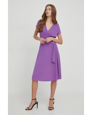 Lauren Ralph Lauren sukienka kolor fioletowy mini rozkloszowana
