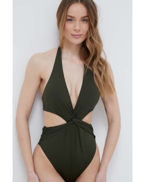 Lauren Ralph Lauren jednoczęściowy strój kąpielowy kolor zielony lekko usztywniona miseczka