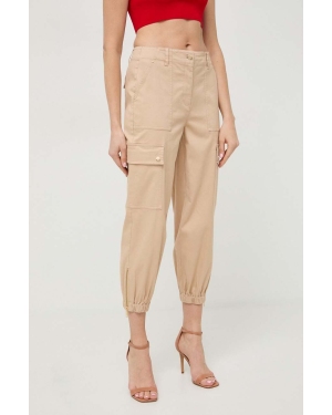 MICHAEL Michael Kors spodnie damskie kolor beżowy fason cargo high waist