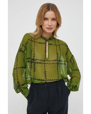 Sisley bluzka damska kolor zielony wzorzysta