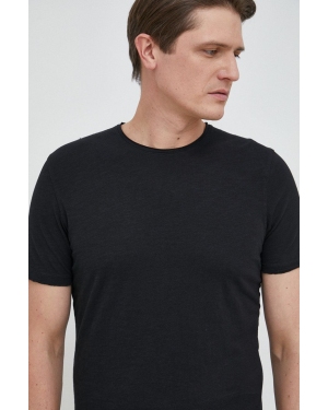 Sisley t-shirt bawełniany kolor czarny gładki