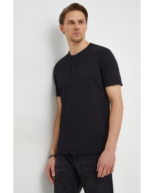 Sisley t-shirt bawełniany męski kolor czarny gładki
