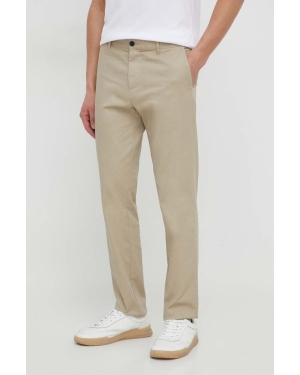 Sisley spodnie męskie kolor beżowy dopasowane