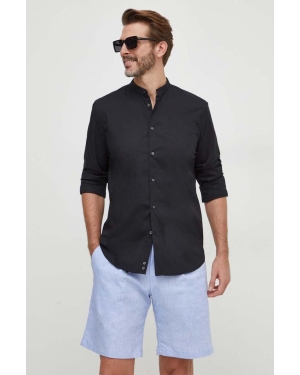 Sisley koszula męska kolor czarny slim ze stójką