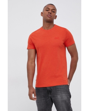 Superdry T-shirt bawełniany kolor pomarańczowy z aplikacją