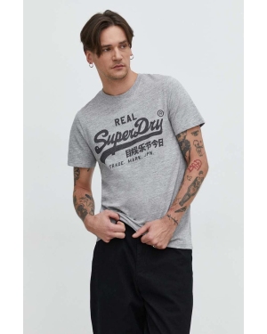 Superdry t-shirt bawełniany męski kolor szary z nadrukiem