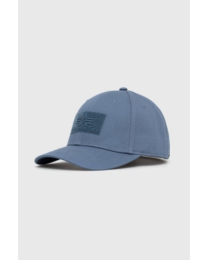 Alpha Industries czapka bawełniana kolor niebieski z aplikacją