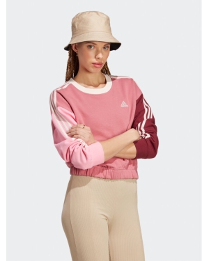 adidas Bluza Essentials 3-Stripes Crop Sweatshirt IC9875 Różowy Loose Fit