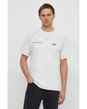 Aeronautica Militare t-shirt bawełniany męski kolor biały gładki