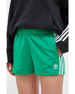 adidas Originals szorty damskie kolor zielony z aplikacją high waist