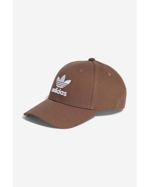 adidas Originals czapka z daszkiem bawełniana kolor brązowy wzorzysta IB9970-BRAZOWY