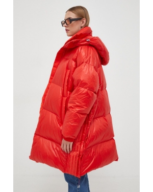 adidas Originals kurtka puchowa damska kolor czerwony zimowa oversize