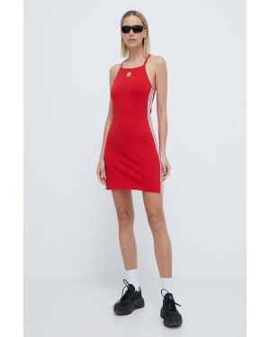 adidas Originals sukienka kolor czerwony mini dopasowana