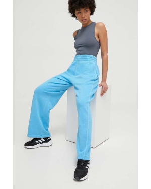 adidas Originals spodnie dresowe bawełniane kolor niebieski gładkie