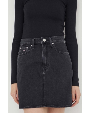 Tommy Jeans spódnica jeansowa kolor czarny mini ołówkowa