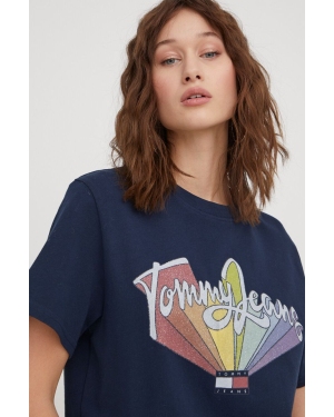 Tommy Jeans t-shirt bawełniany damski kolor granatowy