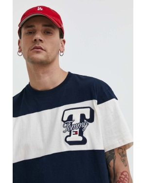 Tommy Jeans t-shirt bawełniany męski kolor granatowy wzorzysty